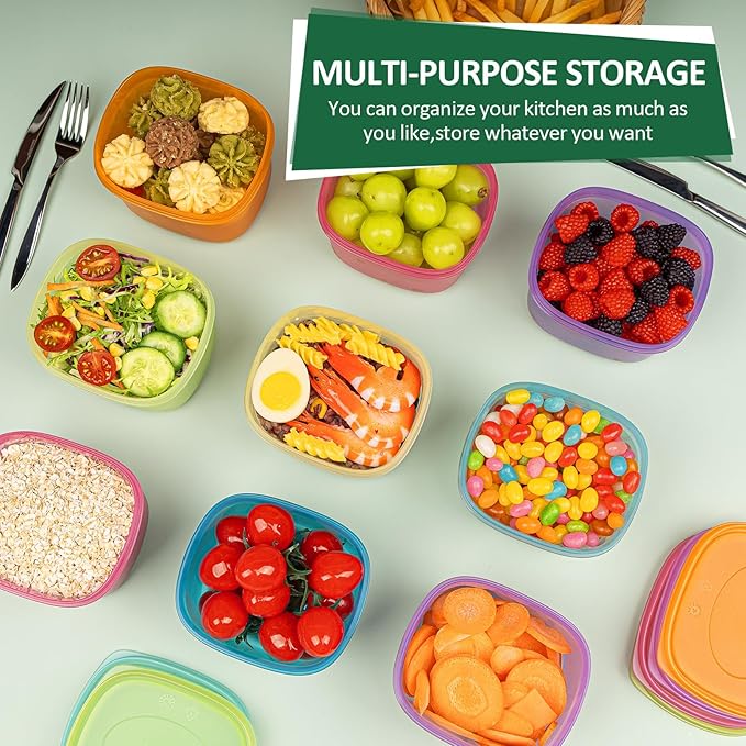 7-Piece Meal Prep Containers — 3.75-Cup Reusable Airtight Plastic Food Storage Containers with Lids, BPA-Free, Microwave/Freezer/Fridge Safe, Stackable Lunch & Leftovers Organizer(500ml)