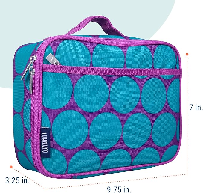 Wildkin Kids Insulated Lunch Box – Durable and Reusable for School & Travel - Big Dot Aqua