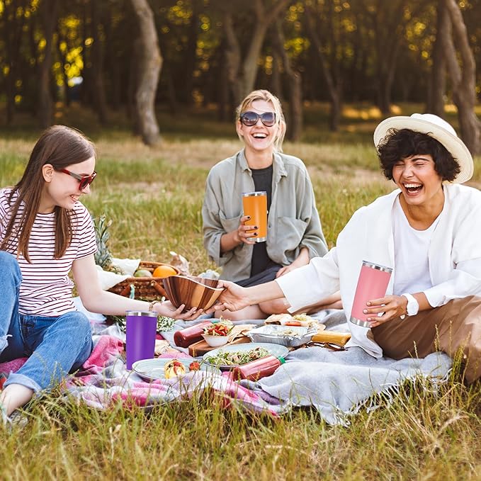 20oz Tumbler Bulk Stainless Steel Tumbler Cup with Lid Vacuum Insulated Double Wall Travel Mug, Durable Powder Coated Travel Coffee Tumbler Mug for Hot & Cold Drinks, Orange,12 Pack