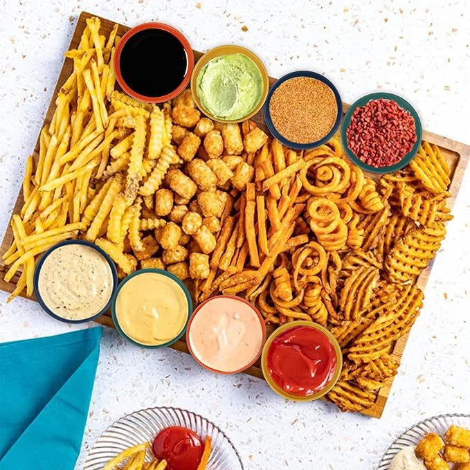 Wrova soy sauce dish 4 inch set of 8, small wheat straw plates 1.5oz for side dishes dishwasher safe, unbreakable plastic sauce dish for sushi,dishes,sauce...Colorful