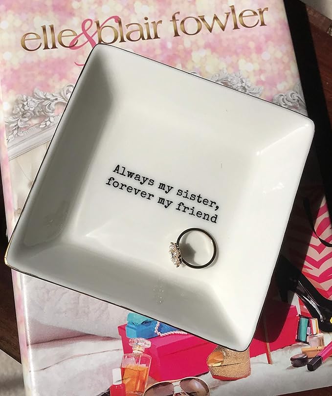 Simply Charmed Sister Gift | Birthday Gift for Sister | Jewelry Ring Holder | Elegant Trinket Tray Organizer Dish