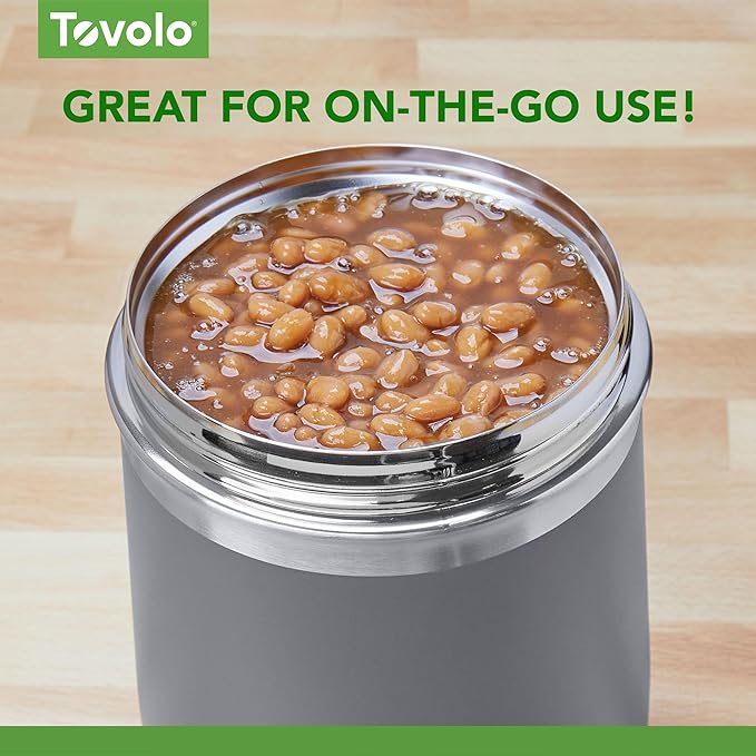 Tovolo 2 Quart Stainless Steel Traveler, Double-Wall Vacuum-Insulated Food Container, 2 Qt. Food Storage & Ice Cream Container, Easy-Carry Handle, Travel Mug for Hot Food & Cold Ice Cream, Charcoal