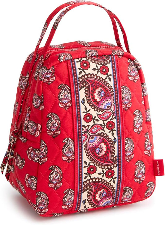Vera Bradley Premium Cotton Lunch Bag, Flowering Paisley Goji Berry
