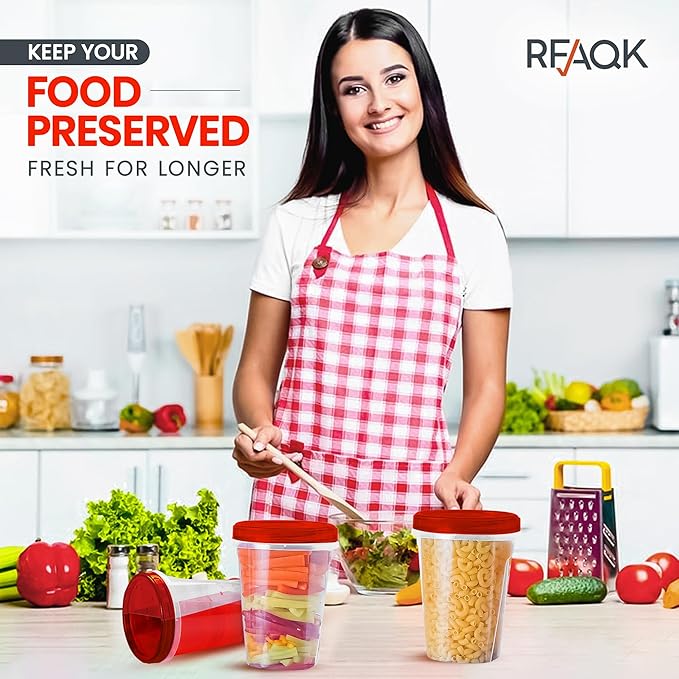 RFAQK 10 PCS Freezer Storage Containers-[10*32 OZ] Plastic Food Storage Containers with Twist Top Lids-BPA Free Leakproof Jars-Deli Container Stackable Meal Prep Reusable Box for Lunch,Soup,Oats,Gym