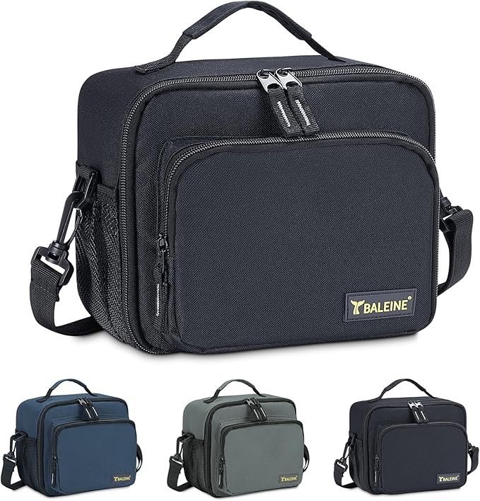 BALEINE Insulated Lunch Bag for Men Women, Leakproof Cooler Bag with Adjustable Shoulder Strap for Work Picnic, Lunch Box for Women Men (Small, Black)