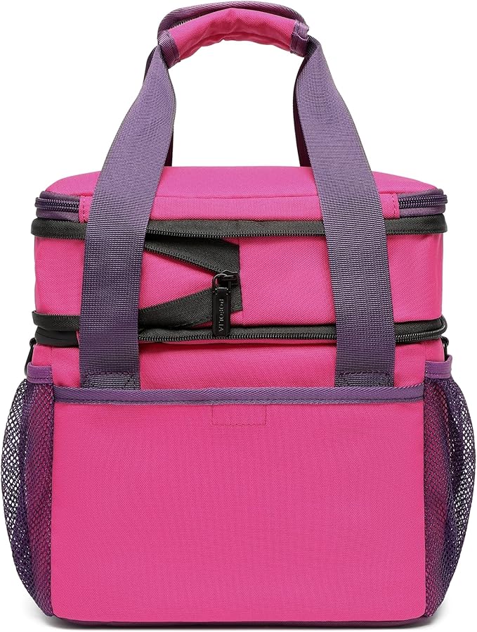 SUNNY BIRD Dual Compartment Lunch Bag, 13L Insulated Adult Lunch Box for Work (Purple)