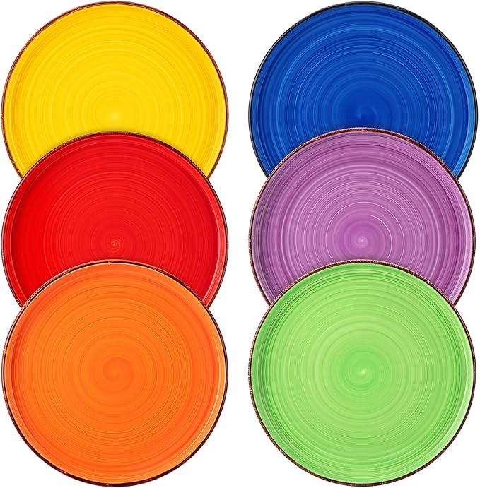 vancasso Bonita 8.5 inch Salad Plates, Ceramic Small Dinner Plates Set, Dessert Plates Set of 6, Microwave,Oven and Dishwasher Safe, Multicolor