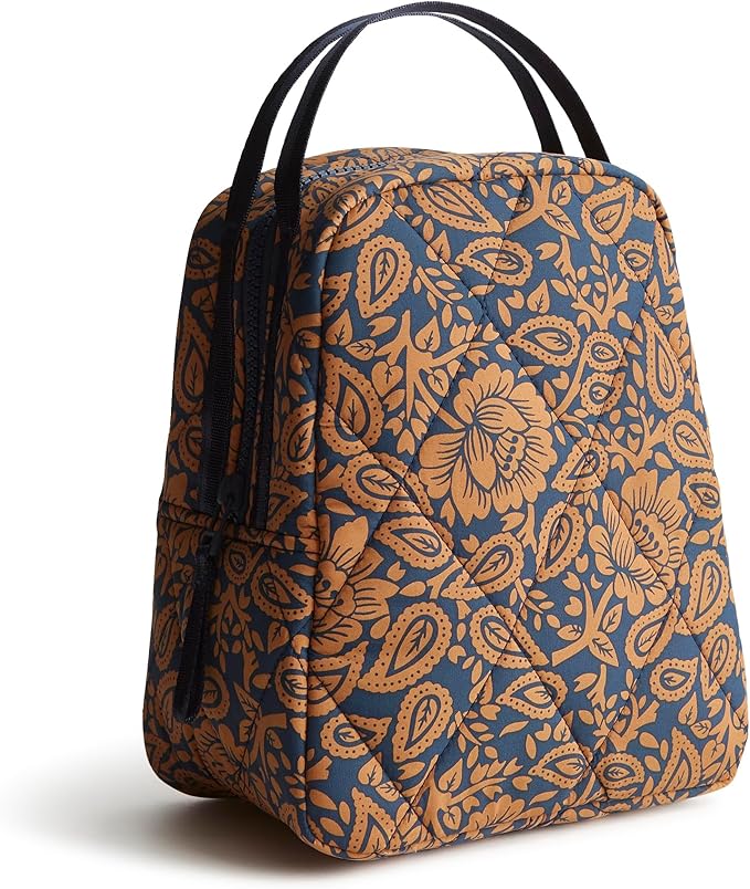 Vera Bradley Women's Featherweight Lunch Bag, Lotus Montage Roasted Pecan, One Size