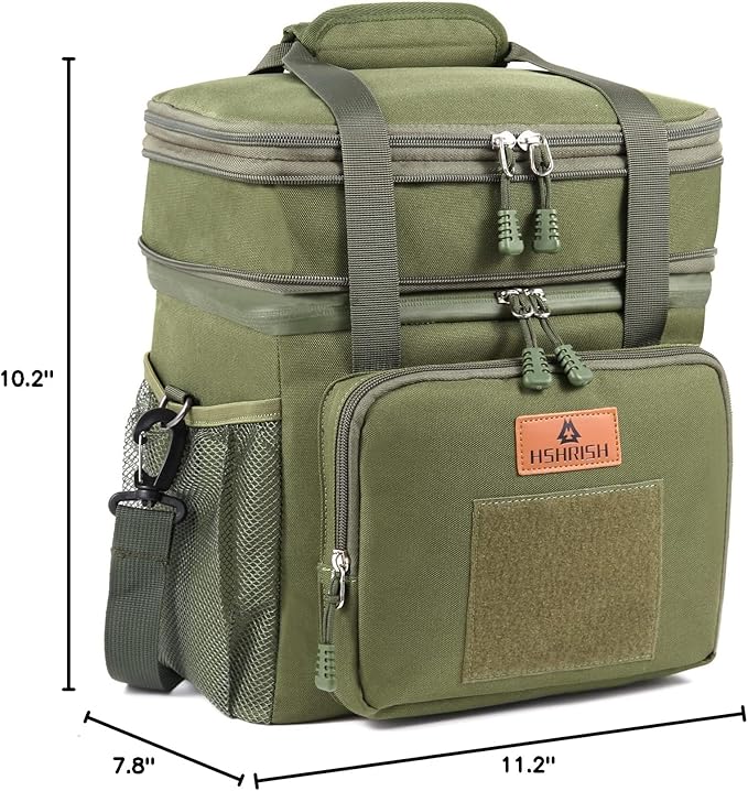 Tactical Lunch Box, Large Expandable Insulated Lunch Bag, Durable Leakproof Cooler Bag for Men/Women/Adults/Work Office Outdoor Picnic Trip,15 L, Army Green, HSHRISH
