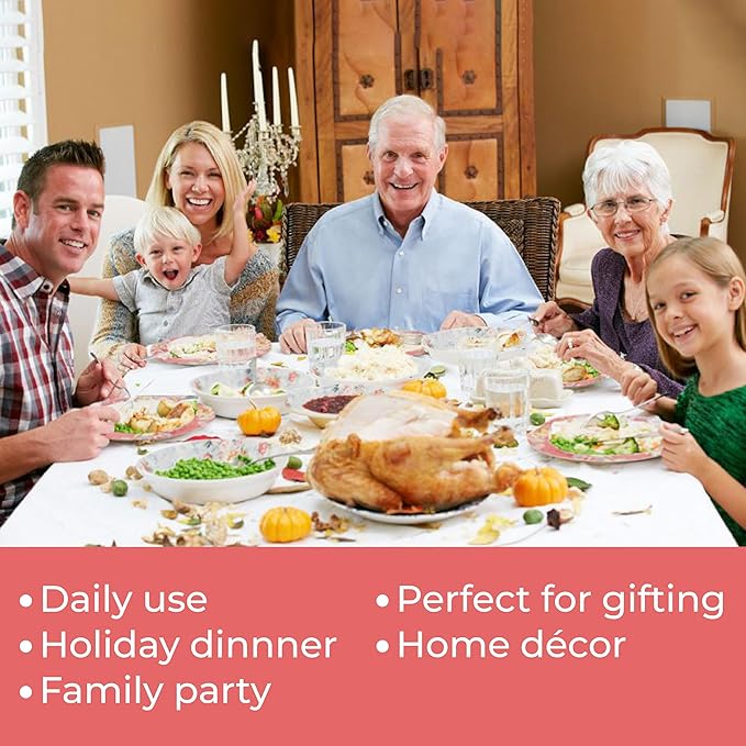 Tudor Royal 12-Piece Round Porcelain Dinnerware Set, Service for 6, Rosemary,Summer Flowers, Plates Bowls Dishes, Glossy, Premium Quality Dish Set, Unique Pattern