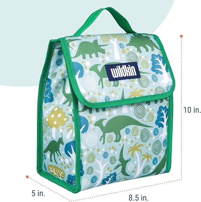 Wildkin Kids Insulated Lunch Bag – Reusable, Ideal for Hot/Cold Snacks, School & Travel - Dinomite Dinosaurs