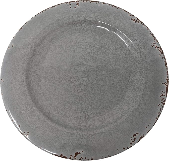 Gianna's Home 12 Piece Rustic Farmhouse Melamine Dinnerware Set, Service for 4 (Gray)
