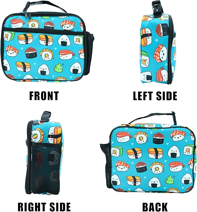 Sushi Lunch Box Insulated Reusable Lunch Bag Tote Cooler for Women Men Boy Girl School Work Office Picnic
