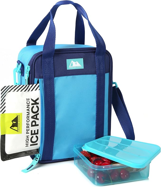 Arctic Zone Urban Lunch Box Combo with 210g Ice Pack and Sandwich Container, True Blue