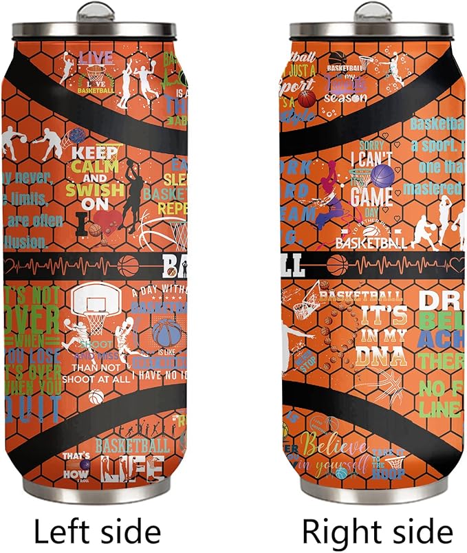 Basketball Tumbler Travel Cup With Lid - Stainless Steel Vacuum Coffee Mug 17 Oz - Basketball Gifts