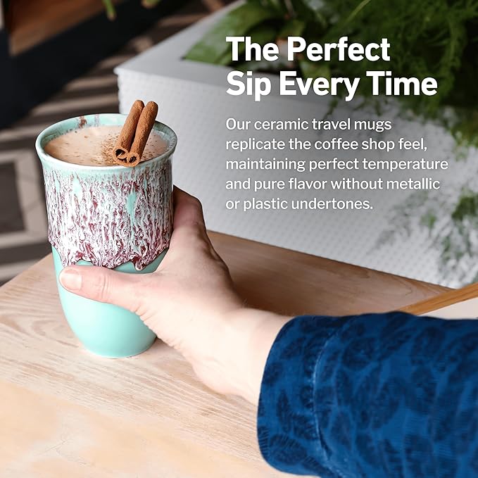 Travel Mug On the Go Coffee Tumbler Microwave & Dishwasher Safe Green Tumbler - Gifts For Women Men Him Her 16oz Nebula