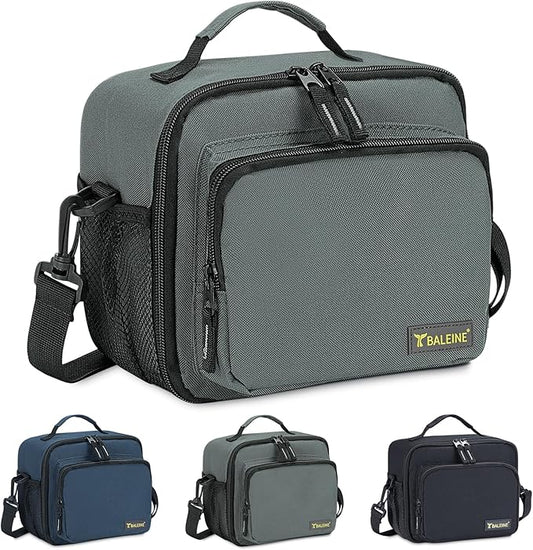 BALEINE Insulated Lunch Bag for Men Women, Leakproof Cooler Bag with Adjustable Shoulder Strap for Work Picnic, Lunch Box for Women Men (Small, Grey)