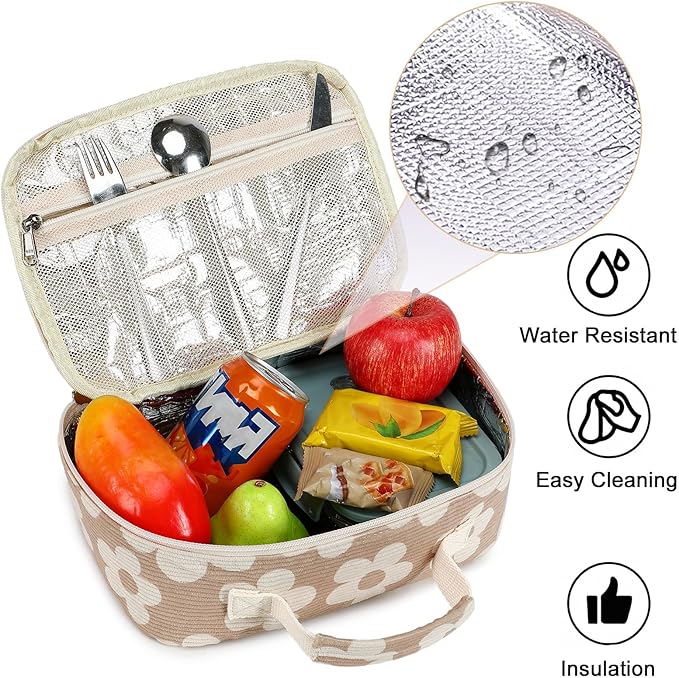 Bluboon Kids Girls Lunch Bag Insulated Lunch Box for school Corduroy Lunch Cooler Organizer School Kids Lunch Tote