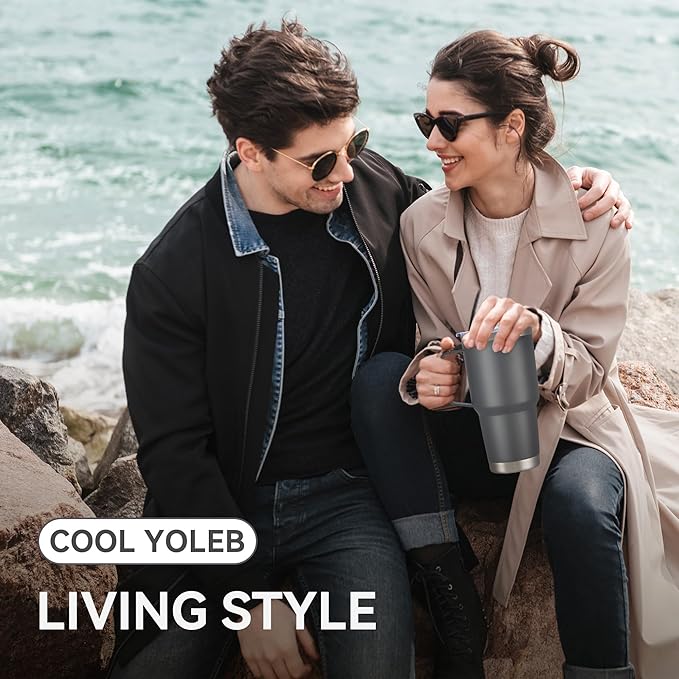 30 oz Tumbler with Handle and Lid, Stainless Steel Tumblers Bulk Double Wall Vacuum Insulated Travel Mug Leak Proof Cup Keep Drinks Cold and Hot Grey, 12 Pack