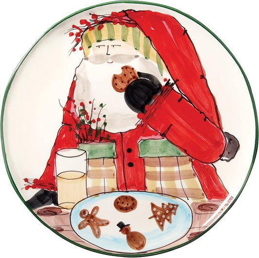 Vietri Old St. Nick Cookie Platter, Handmade Earthenware Serving Plate