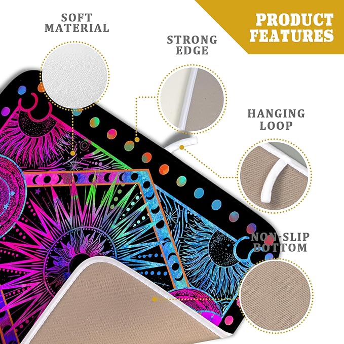 Purple Absorbent Dish Drying Mat Sun and Moon Microfiber Drying Pad for Kitchen Counter Decor Small