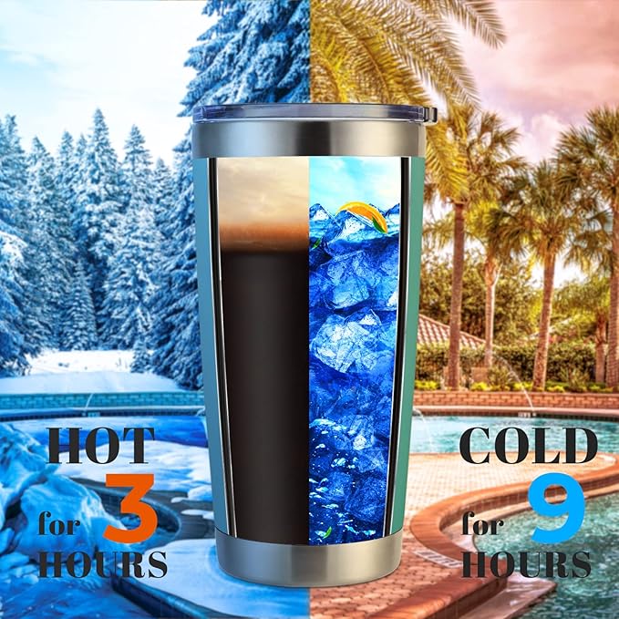 DOMICARE 20oz Stainless Steel Tumbler Bulk with Lid, Double Wall Vacuum Insulated Travel Mug, Powder Coated Coffee Cup, Light Blue, 4 Pack