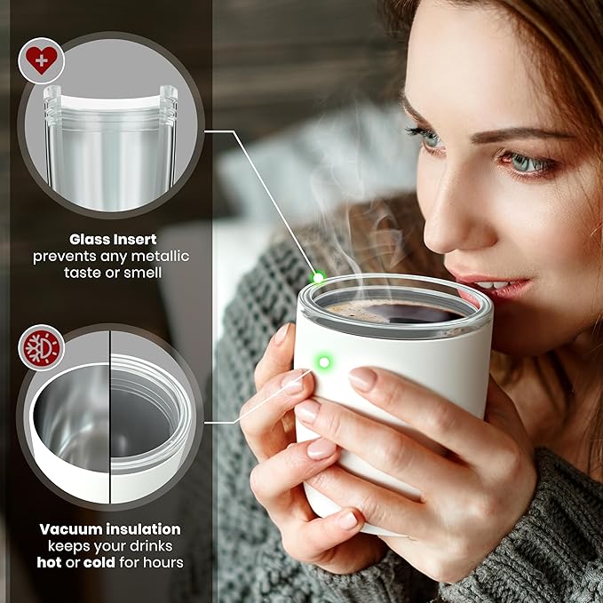 Vinglacé Stainless Steel Stemless Wine Glass- Insulated Wine Tumbler with Glass Insert and Sip Lid, 10 oz, Rose Gold