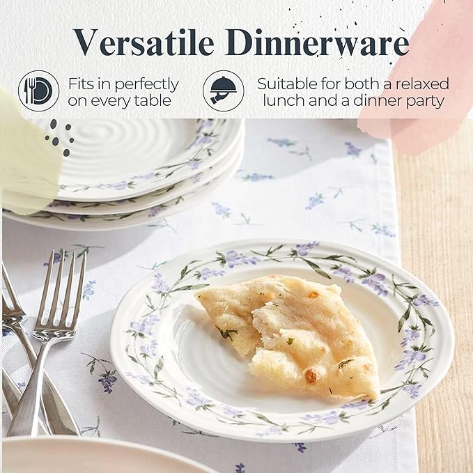 Portmeirion Sophie Conran Lavandula 6" Tea Plate - Ripple Edge with Lavender Motif - For Afternoon Tea, Brunches & Desserts - Single Floral Porcelain Dish for Cottagecore Dining & Special Occasions