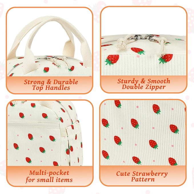 BTOOP Lunch Box for Women Men Cute Corduroy Lunch Bags Large Capacity Insulated Lunch Tote Bag For Work Travel Or Picnic