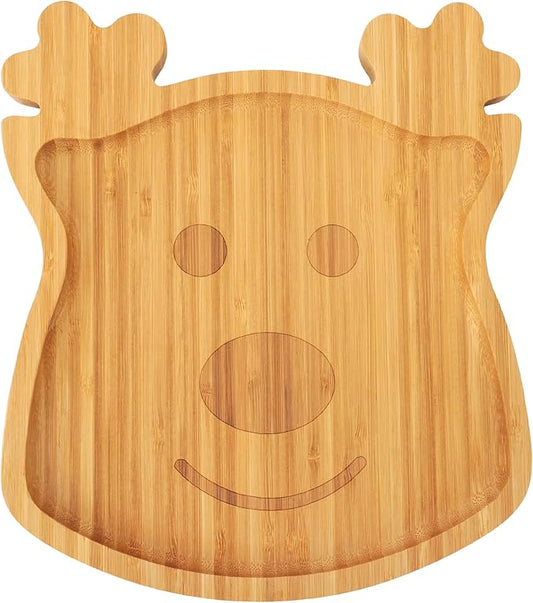 TJ POP Christmas Bamboo Serving Tray – Reindeer Shape – Wooden Holiday Platter for Snacks, Fruits & Candy – Christmas Farmhouse Table Decor