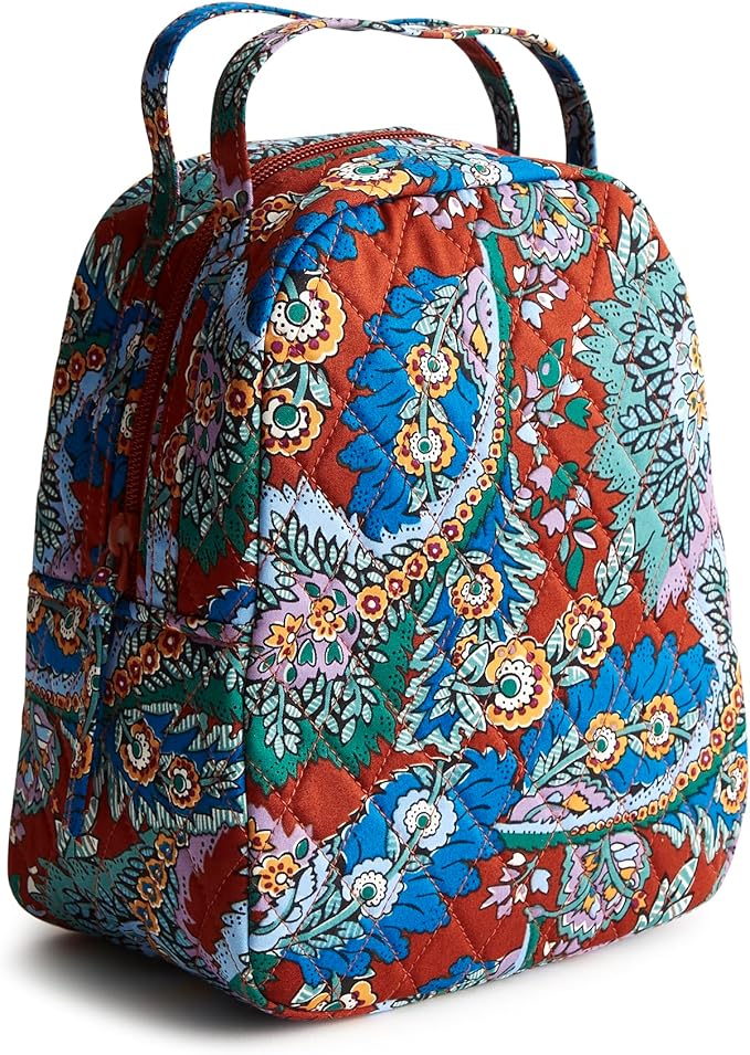 Vera Bradley Premium Cotton Lunch Bag, Flowers + Feathers