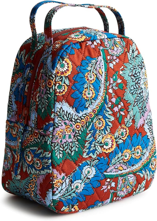 Vera Bradley Premium Cotton Lunch Bag, Flowers + Feathers