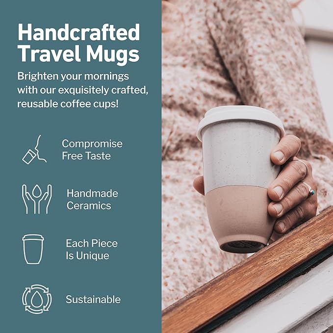Travel Mugs - Reusable Coffee Cup – Cute Coffee Mugs Travel Coffee Tumbler – Microwave & Dishwasher Safe To Go Coffee Mug- Gifts For Women Men Him Her – 12oz - Dune