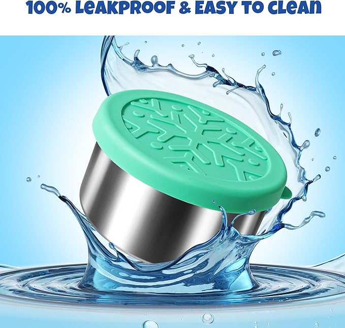 304 Stainless Steel Containers with Lids Small for Lunch, Leak-Proof Stainless Steel Food Storage Containers for Back to School Kids, 5 Pack Stackable (2oz, 4oz, 8oz, 14oz, 24oz)