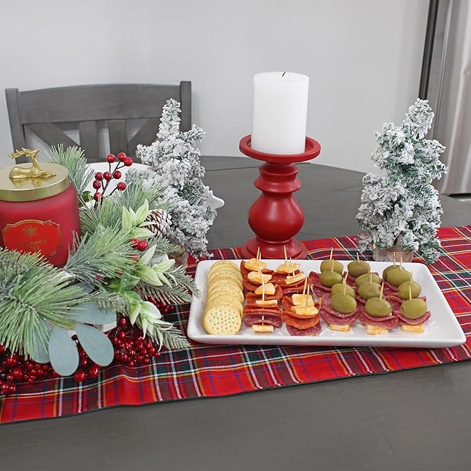 AuldHome Design Reindeer Christmas Tree Platter; Ceramic Embossed White Serving Tray