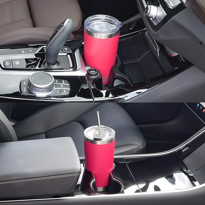 WETOWETO 20oz Tumbler with 2 lids and 2 straws, Stainless Steel Vacuum Insulated Water Coffee Tumbler Cup, Double Wall Powder Coated Spill-Proof Travel Mug Thermal Cup (Watermelon Red, 1 Pack)