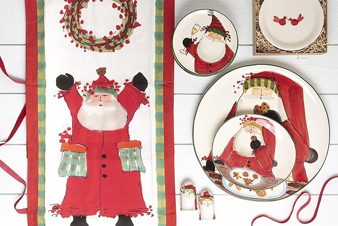 Vietri Old St. Nick Cookie Plate, 8.25"L Handmade Snack/Dessert/Appetizer Dish
