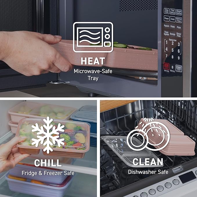 Bentgo Prep - 20-Piece 2-Compartment Reusable Meal Prep Containers with Lids, PFAS & BPA Free Materials, Durable, Microwave, Freezer, & Dishwasher Safe To Go Food Storage (Mint)