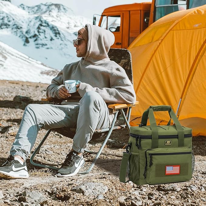 ATRIPACK Lunch Box for Men, Tactical Lunch Bag MOLLE Webbing Leakproof Insulated Large Lunch Cooler Women Adult Meal with Adjustable Shoulder Strap Durable Lunch Pail (Green)