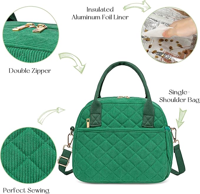 CAMTOP Lunch Box for Women Men Insulated Lunch Bag Lunch Tote Bag Leakproof Thermal Cooler Large Capacity for Travel Work School Picnic (Z-Green)