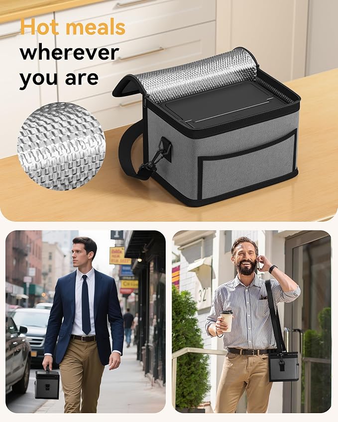 Yofidra Cordless Electric Heated Lunch Box: 6.3 Cups Self Heating Lunch Box with Battery, Timer & Temperature Control, Extra Large Portable Food Warmer for Adults, Men & Women in Office Car Outdoor