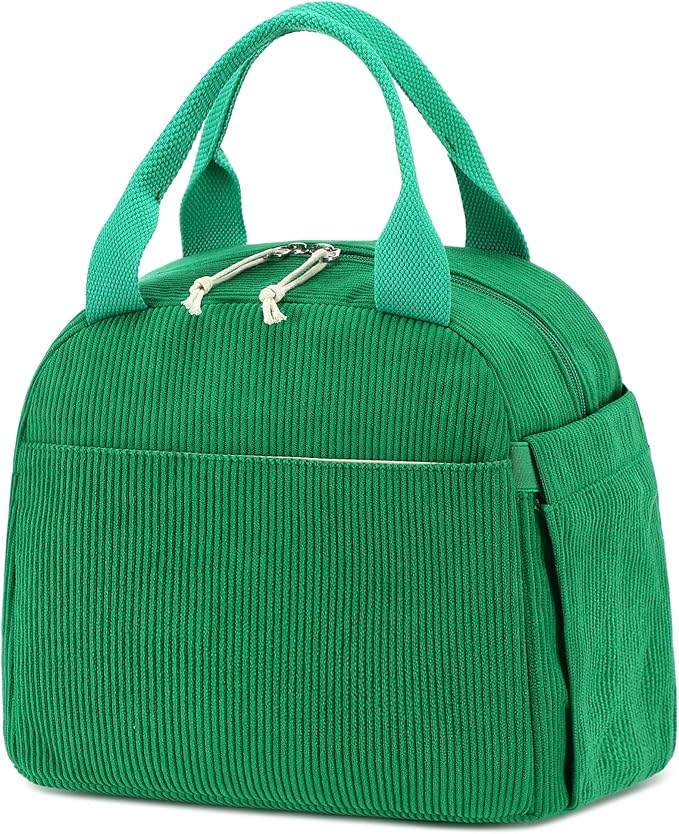 Bluboon Lunch Bag for Women Men Cute Corduroy Lunch Tote Bags Reusable Insulated Lunch Box Large Capacity Reusable Insulated Cooler for Work Picnic or Travel