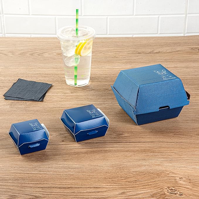 Restaurantware 2.5 x 2.5 x 2 Inch Mini Burger Boxes 100 Clamshell Food Containers - Hinged Lid Disposable Frenchie Paper Take Out Boxes Serve Sliders Or Finger Foods
