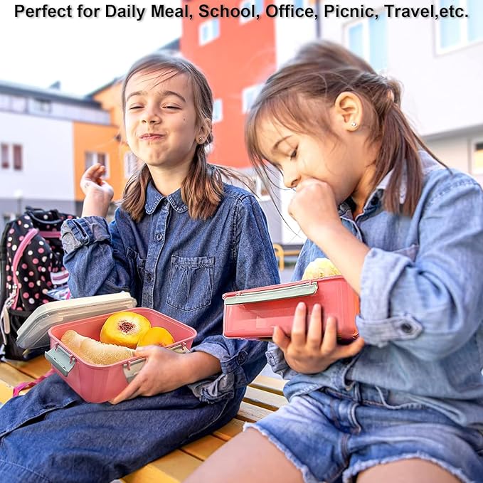 3 Pack Salad Lunch Box Food Storage Containers, 47oz Bento Box To Go Container with Lids, Meal Prep Containers with Removable Tray & Dressing Pots for Kids and Adults, Reusable and Microwave Safe