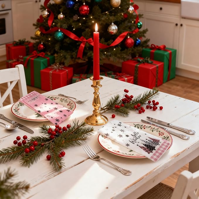 Snowman Xmas Trees Christmas Kitchen Towels Dish Towels, 18x26 Inch Daily Seasonal Winter Decoration Hand Towels Set of 4