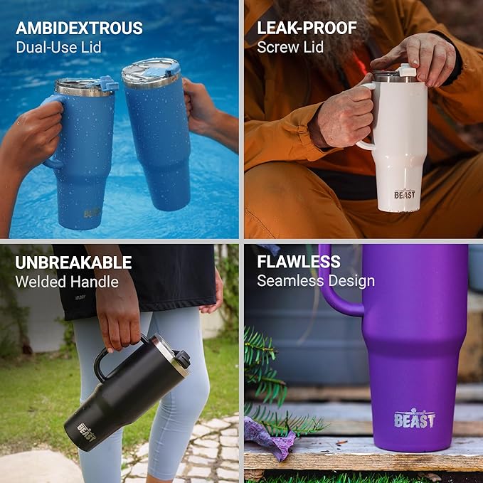 Beast 42 oz Tumbler Stainless Steel Vacuum Insulated Coffee Ice Cup Double Wall Travel Flask (Army Green)