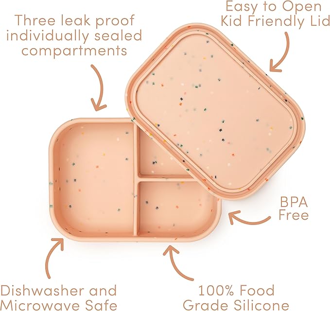 Ullabelle Leak Proof Bento Box Food-Grade Silicone Bento, BPA, Phthalate, Lead, & PVC Free - Bento Lunch Box for Daycare, Kids, & Adults - Leak Resistant Sets With Lids Snack Box Container (Pink)