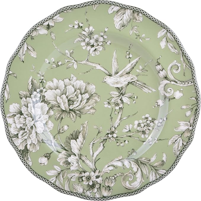 222 Fifth Adelaide Sage Porcelain 12-Piece Dinnerware Set – Service for 4, Includes Dinner Plates, Salad Plates & Cereal Bowls, Durable Porcelain, Dishwasher Safe, for Everyday Dining & Entertainment