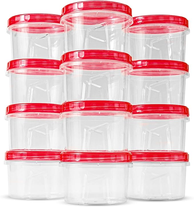 RFAQK 10 PCS Freezer Storage Containers-[10*16 OZ] Plastic Food Storage Containers with Twist Top Lids-BPA Free Leakproof Jars-Deli Container Stackable Meal Prep Reusable Box for Lunch,Soup,Oats,Gym