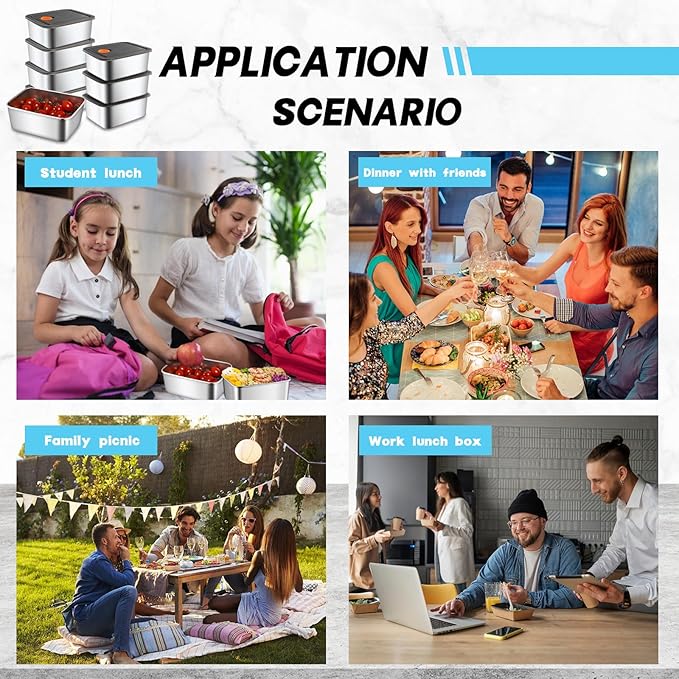 10 Set Stainless Steel Food Storage Containers with Lids, Reusable Metal Meal Prep Containers, Leak-Proof Stackable Storage Boxes, Dishwasher and Freezer Safe, Durable Bento Snack Boxes(20oz)